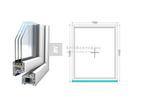 Königablak Veka 76 MD 3r üv FIX 120x150 cm fehér ablak Königablak Veka 76 MD 3r üv FIX 120x150 cm fehér ablak