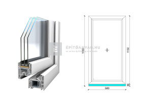 Königablak Veka 76 MD 3r üv FIX 60x120 cm fehér ablak