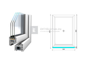 Königablak Veka 76 MD 3r üv FIX 60x90 cm fehér ablak