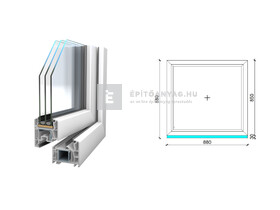 Königablak Veka 76 MD 3r üv FIX 90x90 cm fehér ablak