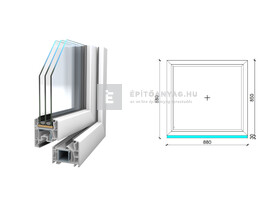 Königablak Veka 76 MD 3r üv FIX 90x90 cm fehér ablak Königablak Veka 76 MD 3r üv FIX 90x90 cm fehér ablak