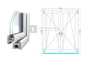 Königablak Veka 76 MD 2r üv BNY-BNY 120x150 cm fehér kétszárnyú tokosztott ablak