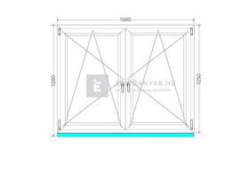 Königablak Veka 76 MD 2r üv BNY-BNY 160x130 cm fehér kétszárnyú tokosztott ablak