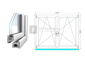 Königablak Veka 76 MD 2r üv BNY-BNY 160x130 cm fehér kétszárnyú tokosztott ablak