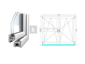 Königablak Veka 76 MD 2r üv BNY-BNY 160x140 cm fehér kétszárnyú tokosztott ablak