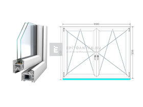 Königablak Veka 76 MD 2r üv BNY-BNY 170x135 cm fehér kétszárnyú tokosztott ablak