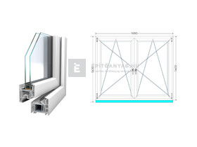 Königablak Veka 76 MD 2r üv BNY-BNY 170x145 cm fehér kétszárnyú tokosztott ablak