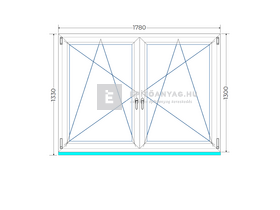 Königablak Veka 76 MD 2r üv BNY-BNY 180x135 cm fehér kétszárnyú tokosztott ablak