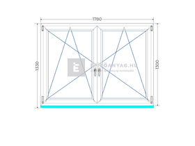 Königablak Veka 76 MD 2r üv BNY-BNY 180x135 cm fehér kétszárnyú tokosztott ablak Königablak Veka 76 MD 2r üv BNY-BNY 180x135 cm fehér kétszárnyú tokosztott ablak