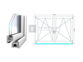 Königablak Veka 76 MD 2r üv BNY-BNY 180x135 cm fehér kétszárnyú tokosztott ablak