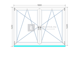 Königablak Veka 76 MD 2r üv BNY-BNY 190x145 cm fehér kétszárnyú tokosztott ablak Königablak Veka 76 MD 2r üv BNY-BNY 190x145 cm fehér kétszárnyú tokosztott ablak
