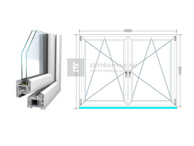 Königablak Veka 76 MD 2r üv BNY-BNY 190x145 cm fehér kétszárnyú tokosztott ablak Königablak Veka 76 MD 2r üv BNY-BNY 190x145 cm fehér kétszárnyú tokosztott ablak
