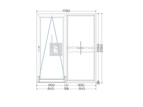 Königablak Veka 76 MD 2r üv T-B 180x210 cm bal fehér erkélyajtó