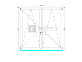 Königablak Veka 76 MD 3r üv BNY-BNY 120x120 cm fehér kétszárnyú tokosztott ablak