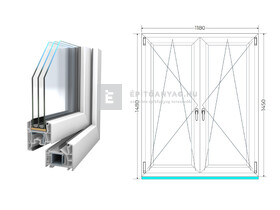 Königablak Veka 76 MD 3r üv BNY-BNY 120x150 cm fehér kétszárnyú tokosztott ablak