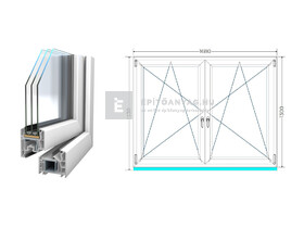 Königablak Veka 76 MD 3r üv BNY-BNY 170x135 cm fehér kétszárnyú tokosztott ablak