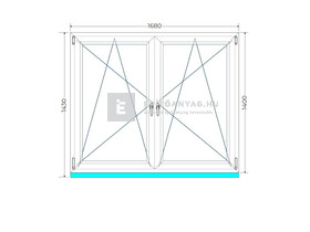 Königablak Veka 76 MD 3r üv BNY-BNY 170x145 cm fehér kétszárnyú tokosztott ablak