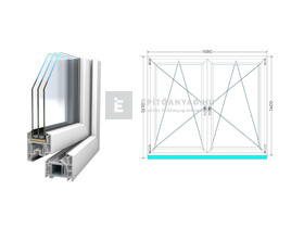 Königablak Veka 76 MD 3r üv BNY-BNY 170x145 cm fehér kétszárnyú tokosztott ablak Königablak Veka 76 MD 3r üv BNY-BNY 170x145 cm fehér kétszárnyú tokosztott ablak