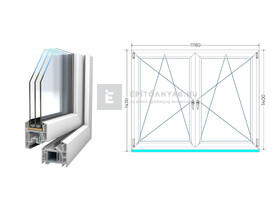 Königablak Veka 76 MD 3r üv BNY-BNY 180x145 cm fehér kétszárnyú tokosztott ablak