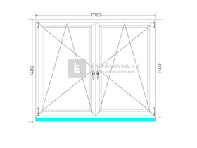 Königablak Veka 76 MD 3r üv BNY-BNY 180x150 cm fehér kétszárnyú tokosztott ablak