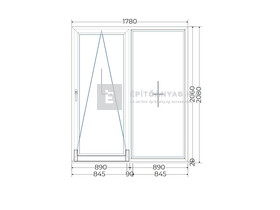 Königablak Veka 76 MD 3r üv T-B 180x210 cm bal fehér erkélyajtó