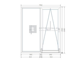 Königablak Veka 76 MD 3r üv T-B 180x210 cm jobb fehér erkélyajtó