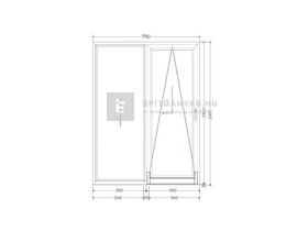 Königablak Veka 76 MD 3r üv T-B 180x240 cm jobb fehér erkélyajtó