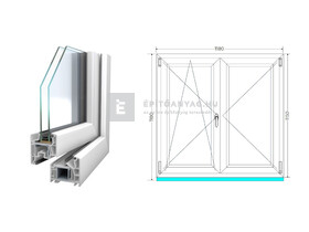 Königablak Veka 76 MD 2r üv NY-BNY 120x120 cm bal fehér kétszárnyú váltószárnyas ablak