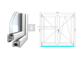 Königablak Veka 76 MD 2r üv NY-BNY 120x120 cm jobb fehér kétszárnyú váltószárnyas ablak