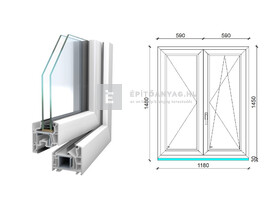 Königablak Veka 76 MD 2r üv NY-BNY 120x150 cm jobb fehér kétszárnyú váltószárnyas ablak