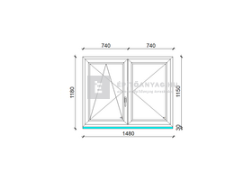 Königablak Veka 76 MD 2r üv NY-BNY 150x120 cm bal fehér kétszárnyú váltószárnyas ablak