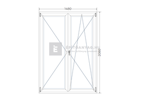 Königablak Veka 76 MD 2r üv NY-BNY 150x210 cm jobb fehér kétszárnyú váltószárnyas erkélyajtó