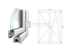 Königablak Veka 76 MD 2r üv NY-BNY 150x210 cm jobb fehér kétszárnyú váltószárnyas erkélyajtó Königablak Veka 76 MD 2r üv NY-BNY 150x210 cm jobb fehér kétszárnyú váltószárnyas erkélyajtó