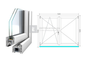 Königablak Veka 76 MD 2r üv NY-BNY 160x130 cm bal fehér kétszárnyú váltószárnyas ablak