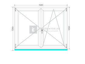 Königablak Veka 76 MD 2r üv NY-BNY 160x130 cm jobb fehér kétszárnyú váltószárnyas ablak