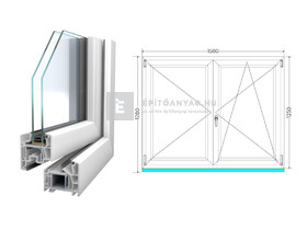 Königablak Veka 76 MD 2r üv NY-BNY 160x130 cm jobb fehér kétszárnyú váltószárnyas ablak