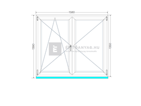 Königablak Veka 76 MD 2r üv NY-BNY 160x140 cm bal fehér kétszárnyú váltószárnyas ablak Königablak Veka 76 MD 2r üv NY-BNY 160x140 cm bal fehér kétszárnyú váltószárnyas ablak