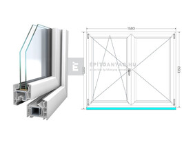 Königablak Veka 76 MD 2r üv NY-BNY 160x140 cm bal fehér kétszárnyú váltószárnyas ablak