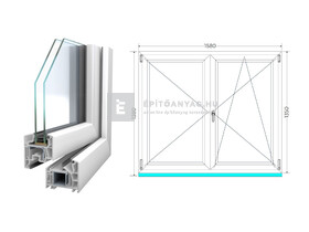 Königablak Veka 76 MD 2r üv NY-BNY 160x140 cm jobb fehér kétszárnyú váltószárnyas ablak