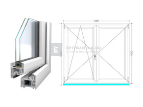 Königablak Veka 76 MD 2r üv NY-BNY 160x150 cm bal fehér kétszárnyú váltószárnyas ablak