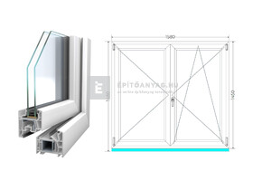 Königablak Veka 76 MD 2r üv NY-BNY 160x150 cm jobb fehér kétszárnyú váltószárnyas ablak