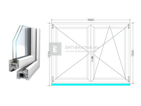 Königablak Veka 76 MD 2r üv NY-BNY 170x135 cm jobb fehér kétszárnyú váltószárnyas ablak
