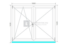 Königablak Veka 76 MD 2r üv NY-BNY 170x145 cm bal fehér kétszárnyú váltószárnyas ablak