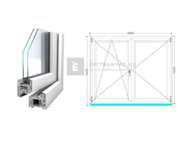Königablak Veka 76 MD 2r üv NY-BNY 170x145 cm bal fehér kétszárnyú váltószárnyas ablak