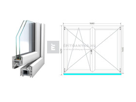 Königablak Veka 76 MD 2r üv NY-BNY 170x145 cm bal fehér kétszárnyú váltószárnyas ablak Königablak Veka 76 MD 2r üv NY-BNY 170x145 cm bal fehér kétszárnyú váltószárnyas ablak
