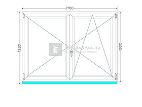 Königablak Veka 76 MD 2r üv NY-BNY 180x135 cm jobb fehér kétszárnyú váltószárnyas ablak