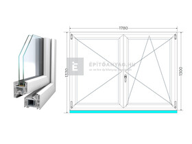 Königablak Veka 76 MD 2r üv NY-BNY 180x135 cm jobb fehér kétszárnyú váltószárnyas ablak
