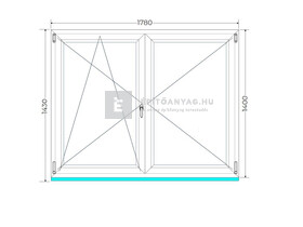 Königablak Veka 76 MD 2r üv NY-BNY 180x145 cm bal fehér kétszárnyú váltószárnyas ablak Königablak Veka 76 MD 2r üv NY-BNY 180x145 cm bal fehér kétszárnyú váltószárnyas ablak