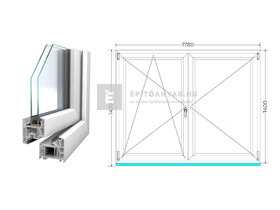 Königablak Veka 76 MD 2r üv NY-BNY 180x145 cm bal fehér kétszárnyú váltószárnyas ablak