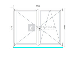 Königablak Veka 76 MD 2r üv NY-BNY 180x145 cm jobb fehér kétszárnyú váltószárnyas ablak Königablak Veka 76 MD 2r üv NY-BNY 180x145 cm jobb fehér kétszárnyú váltószárnyas ablak